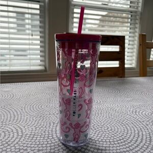 Starbucks Pink and Green Monkey Tumbler
